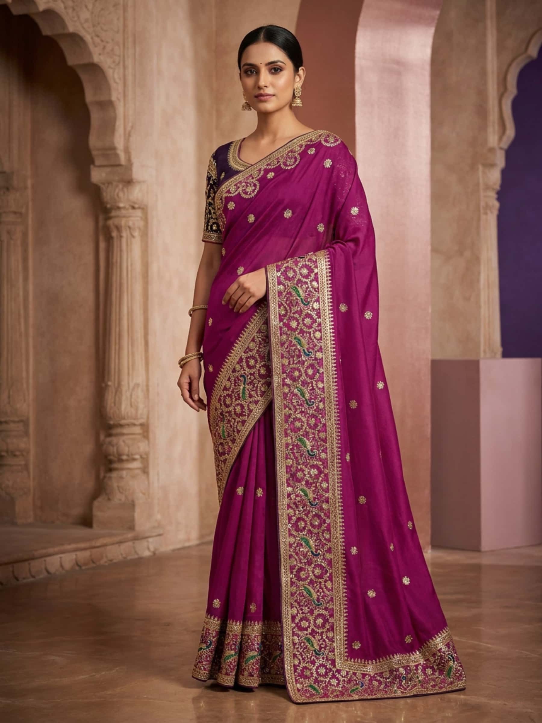 Peacock and Zero Gota Work Designer Saree