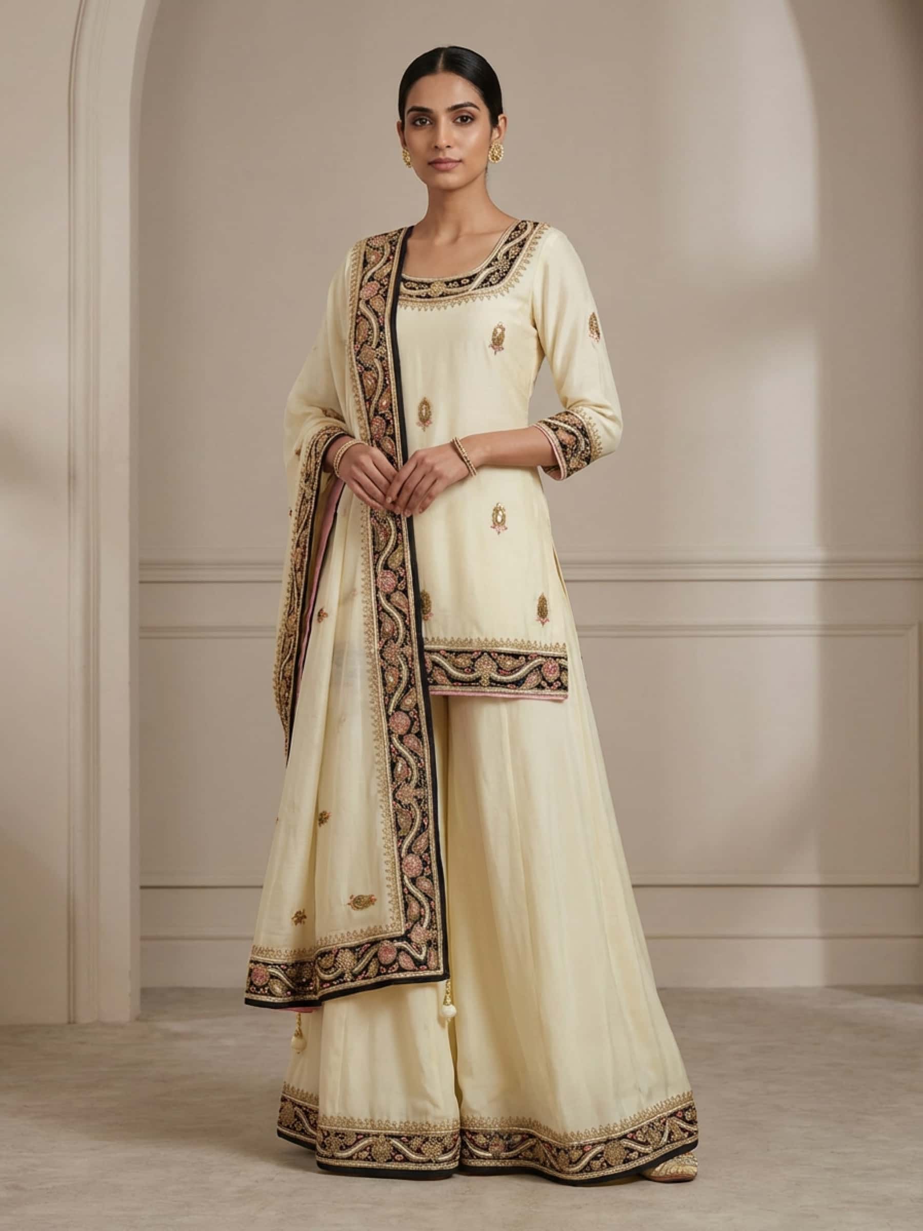 Perfect Pale Yellow Plazzo Marodi Suit Set - Image 1