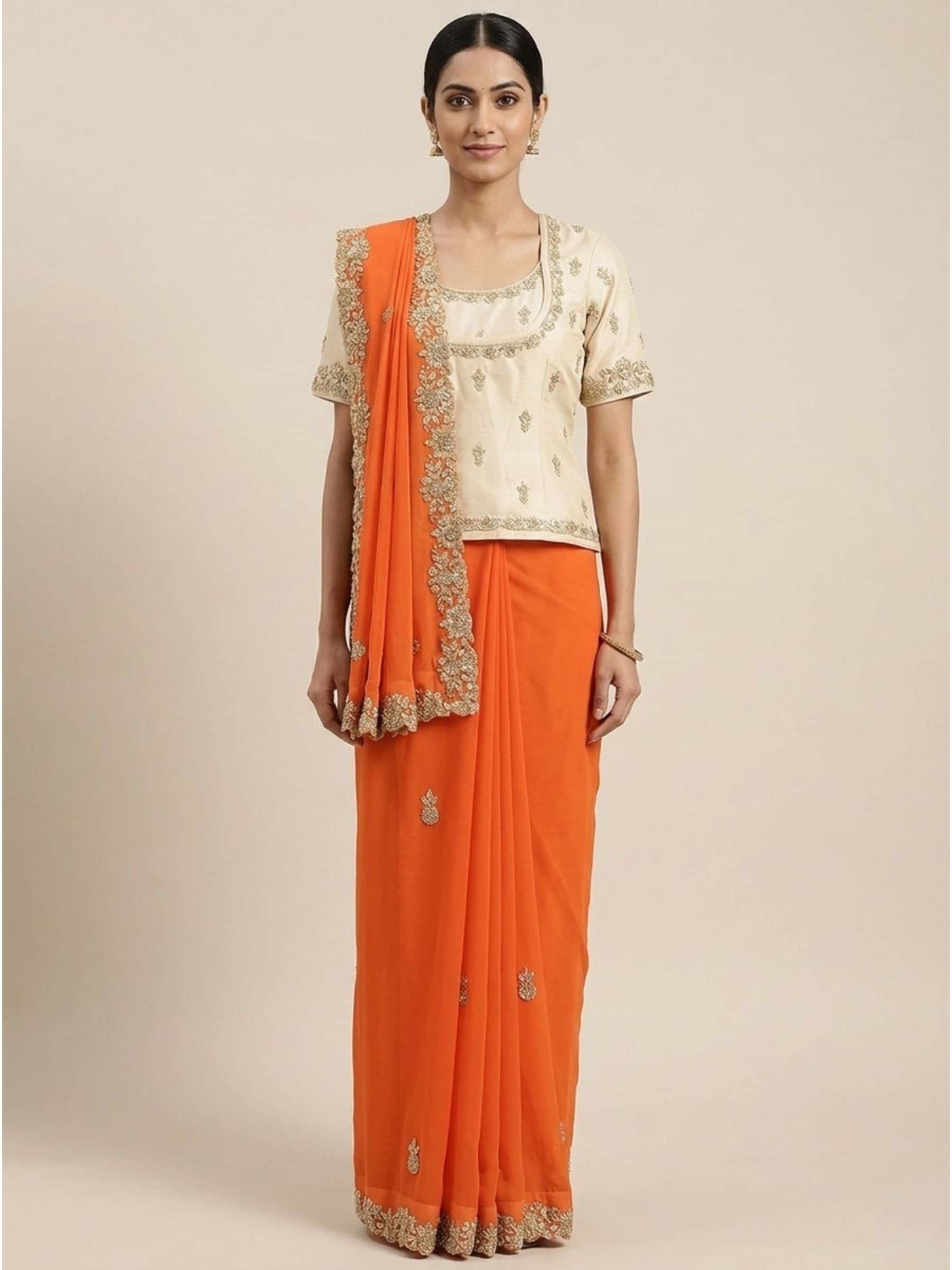 Poshak Styled Designer Saree in Cutwork - Image 1