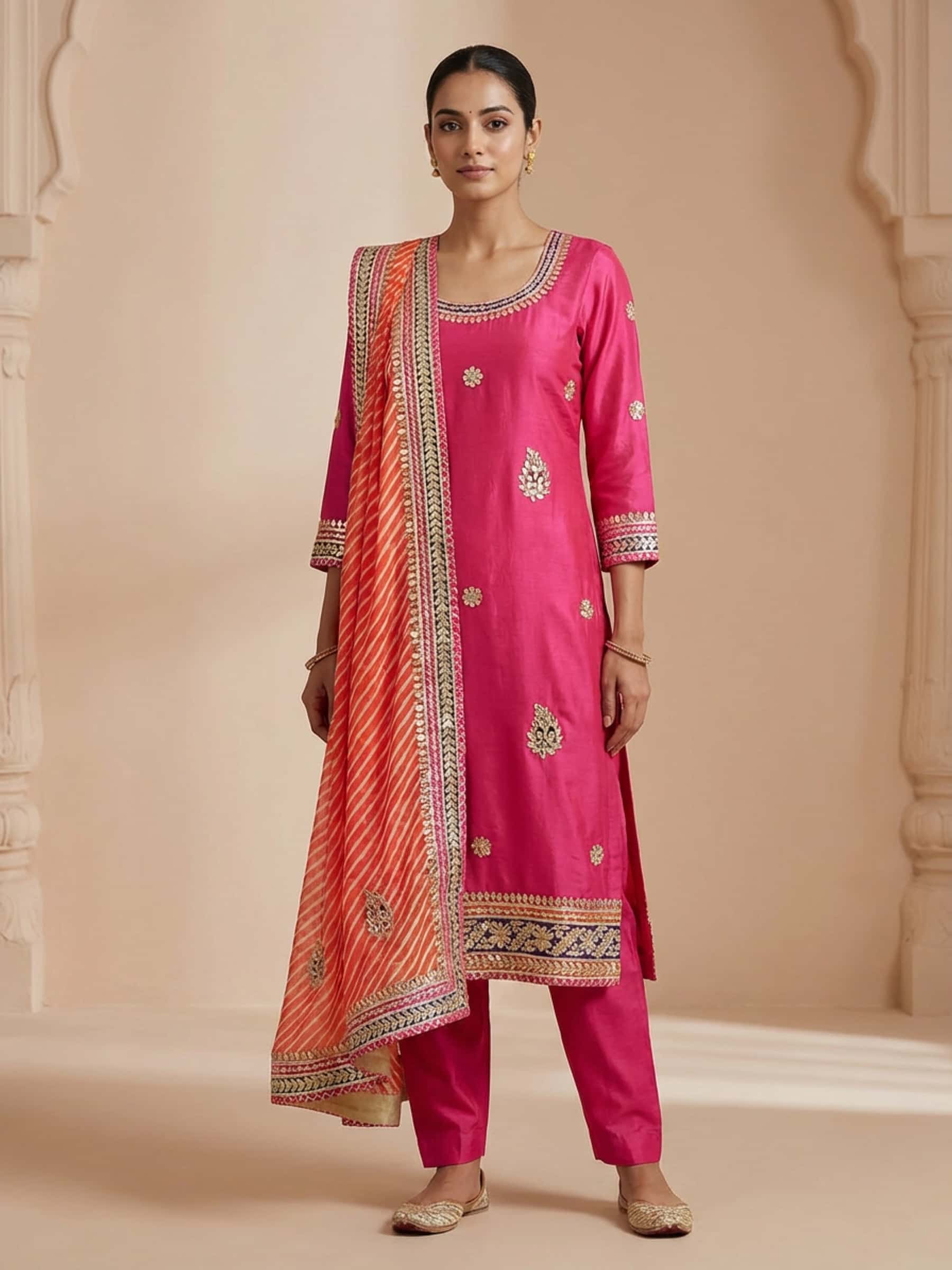 Pure Georgette and Pure Crepe Suit in Handwork - Image 1