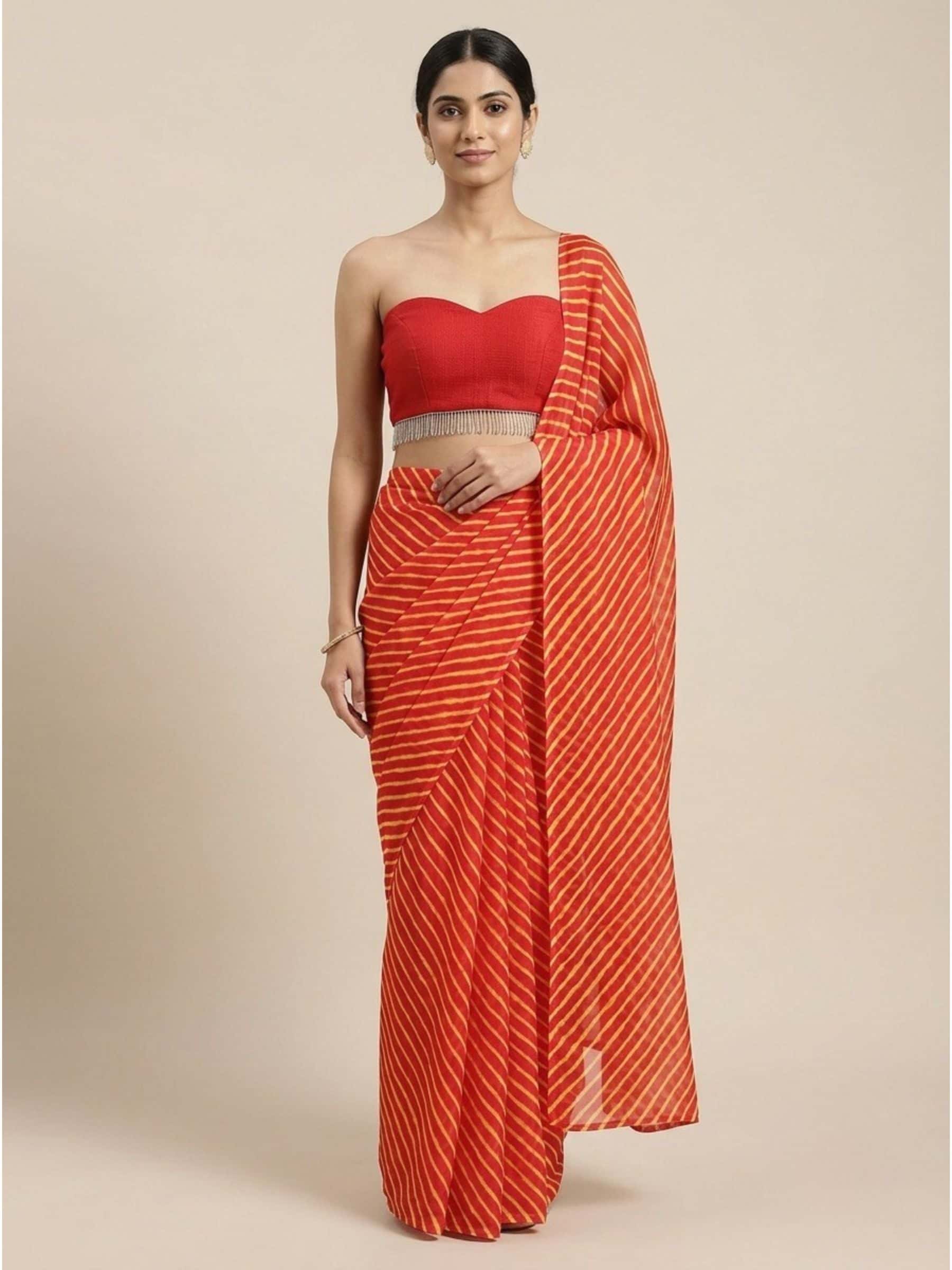 Pure georgette rajasthani leheriya saree - Image 1