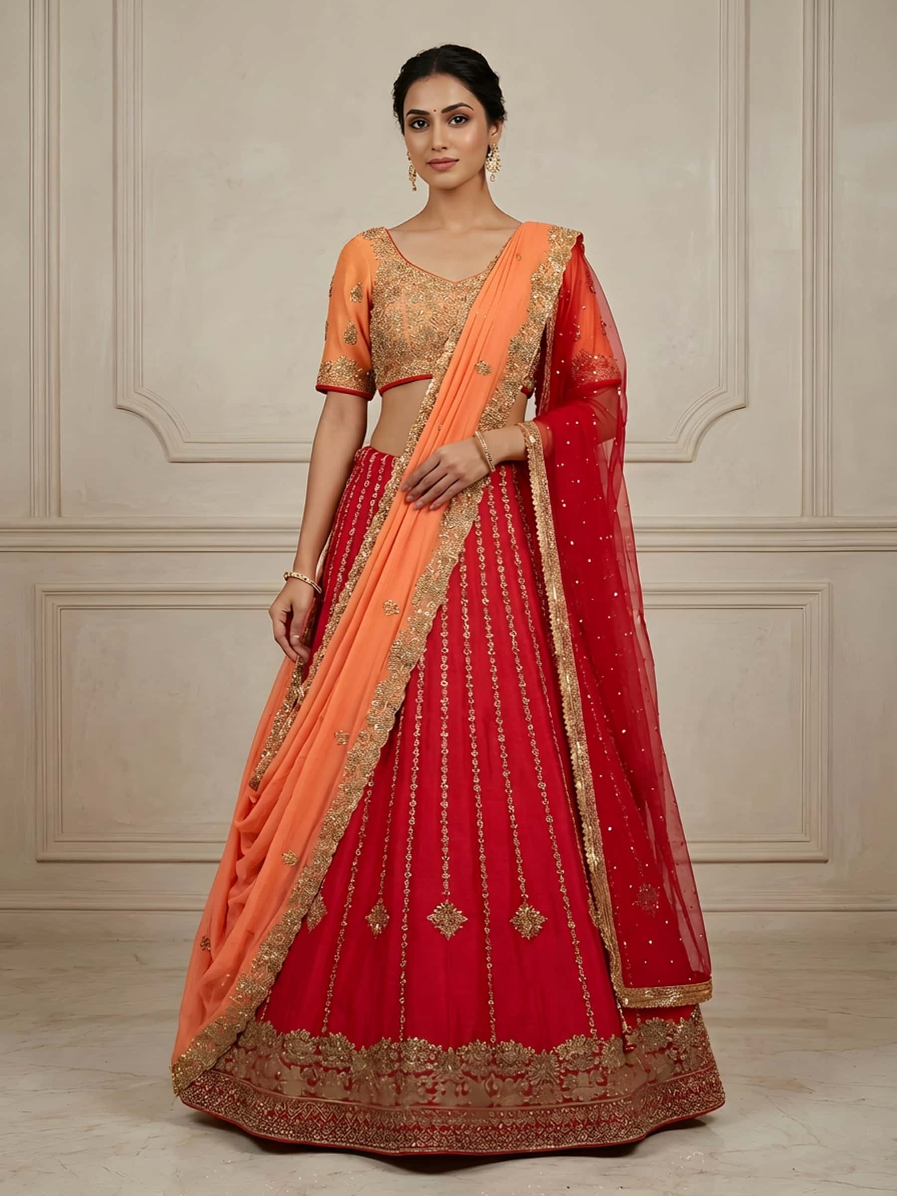 Radiant Elegant Handmade Bridal Lehenga Set - Image 1