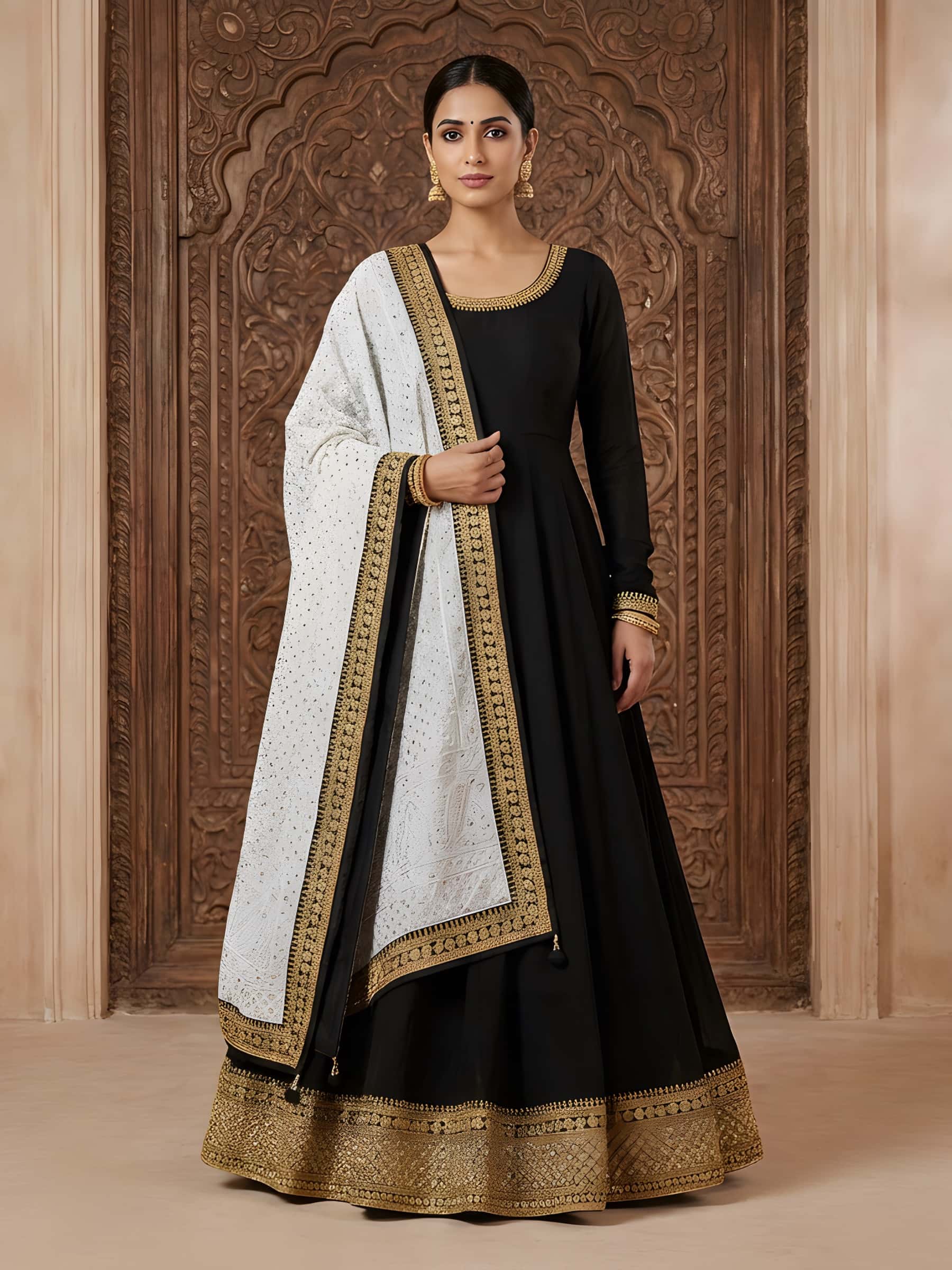 Royal Pure Georgette Kalidar Dress Set in Marodi Work - Image 1