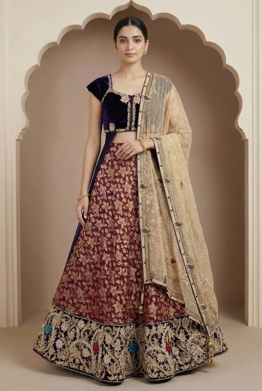 Royal Rich Brocade Handworked Lehenga Set - Image 1