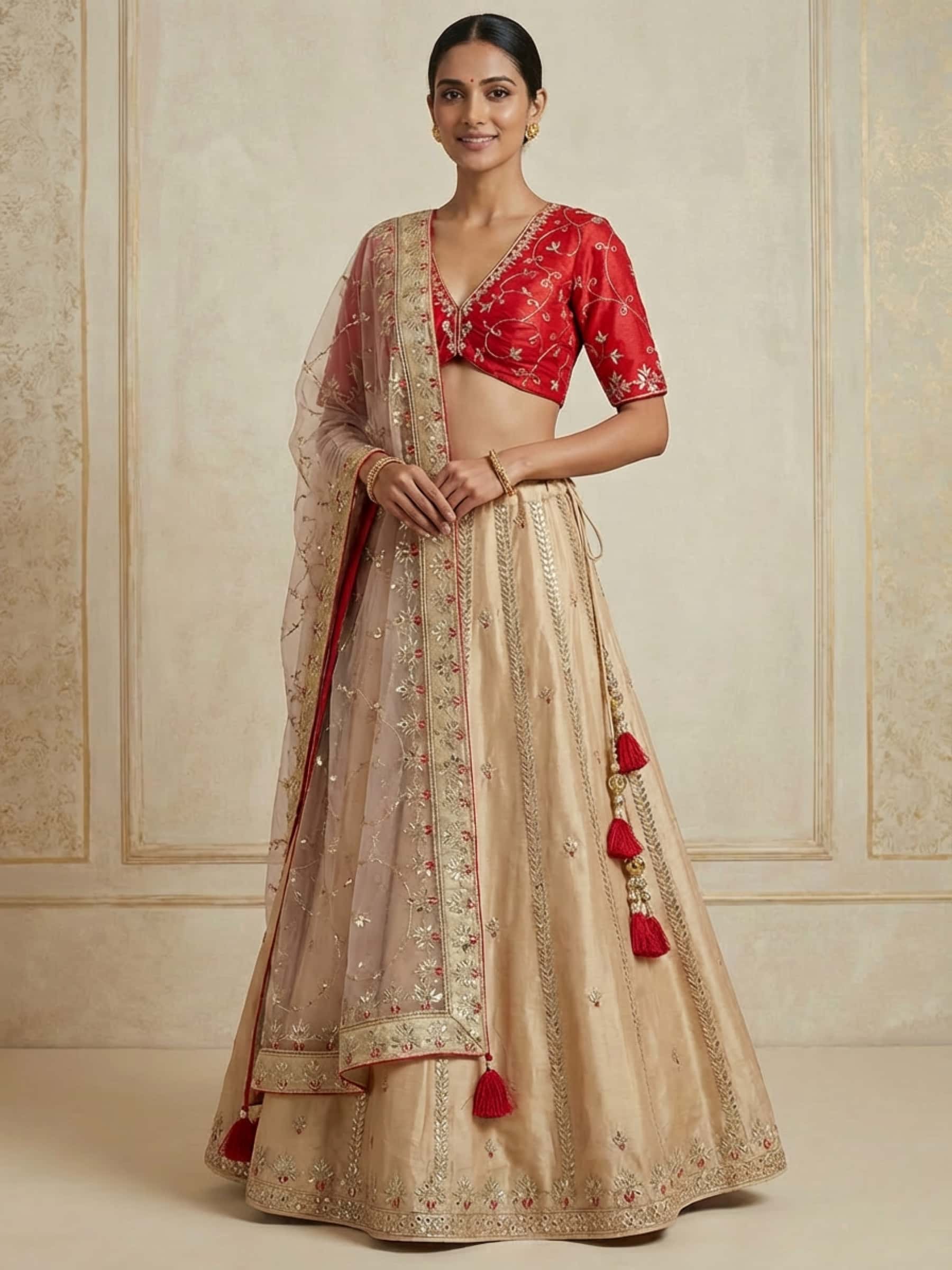 Sangeet Jaal Dupatta Pure Silk Lehenga Set