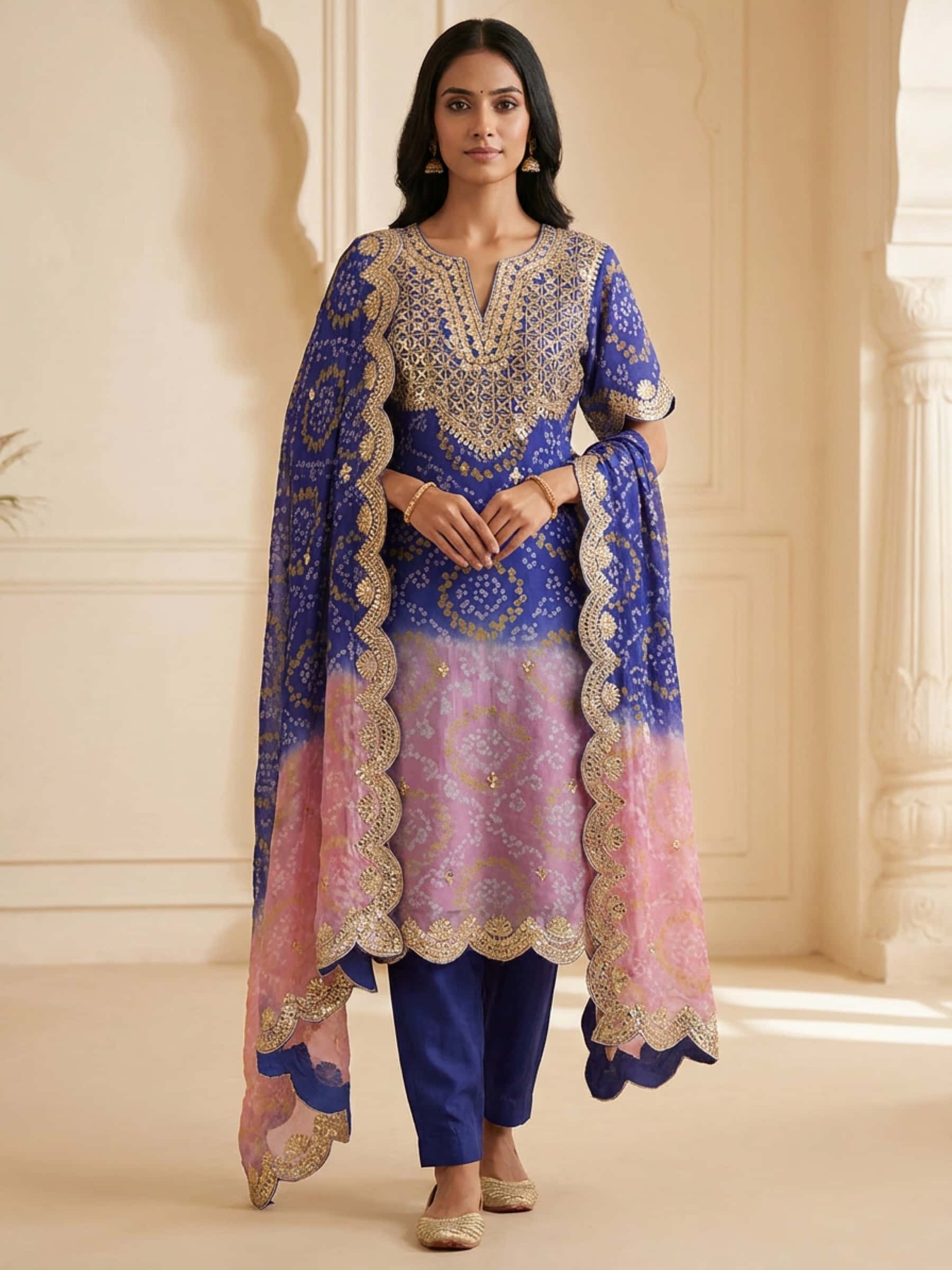 Shaded Bandhani Suit in Pure Georgette