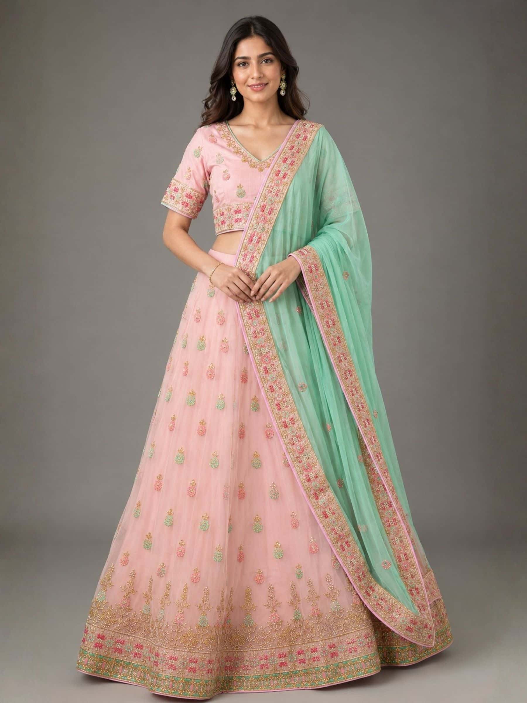 The Perfect Pink Engagement Lehenga Set - Image 1