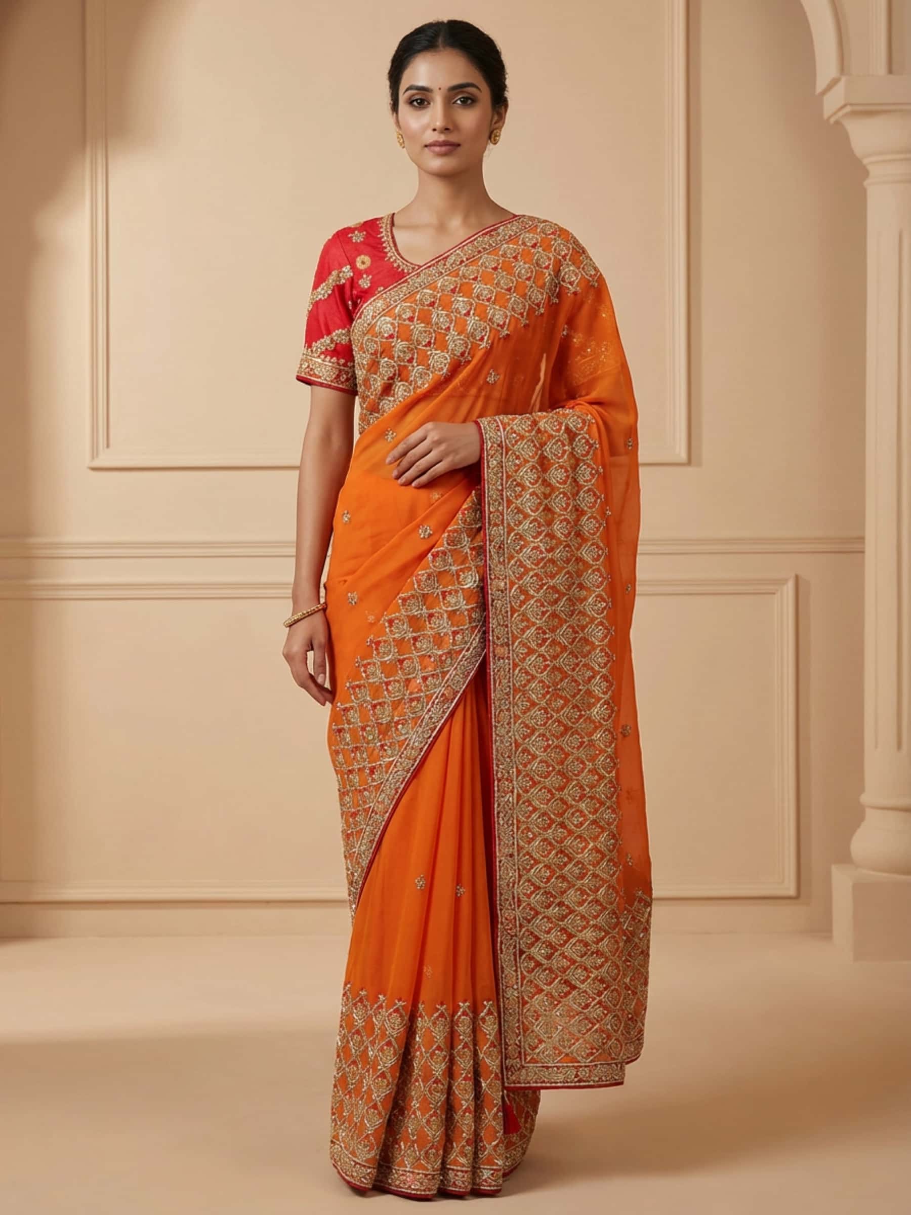 The Royal Wedding Saree in Pompous Orange