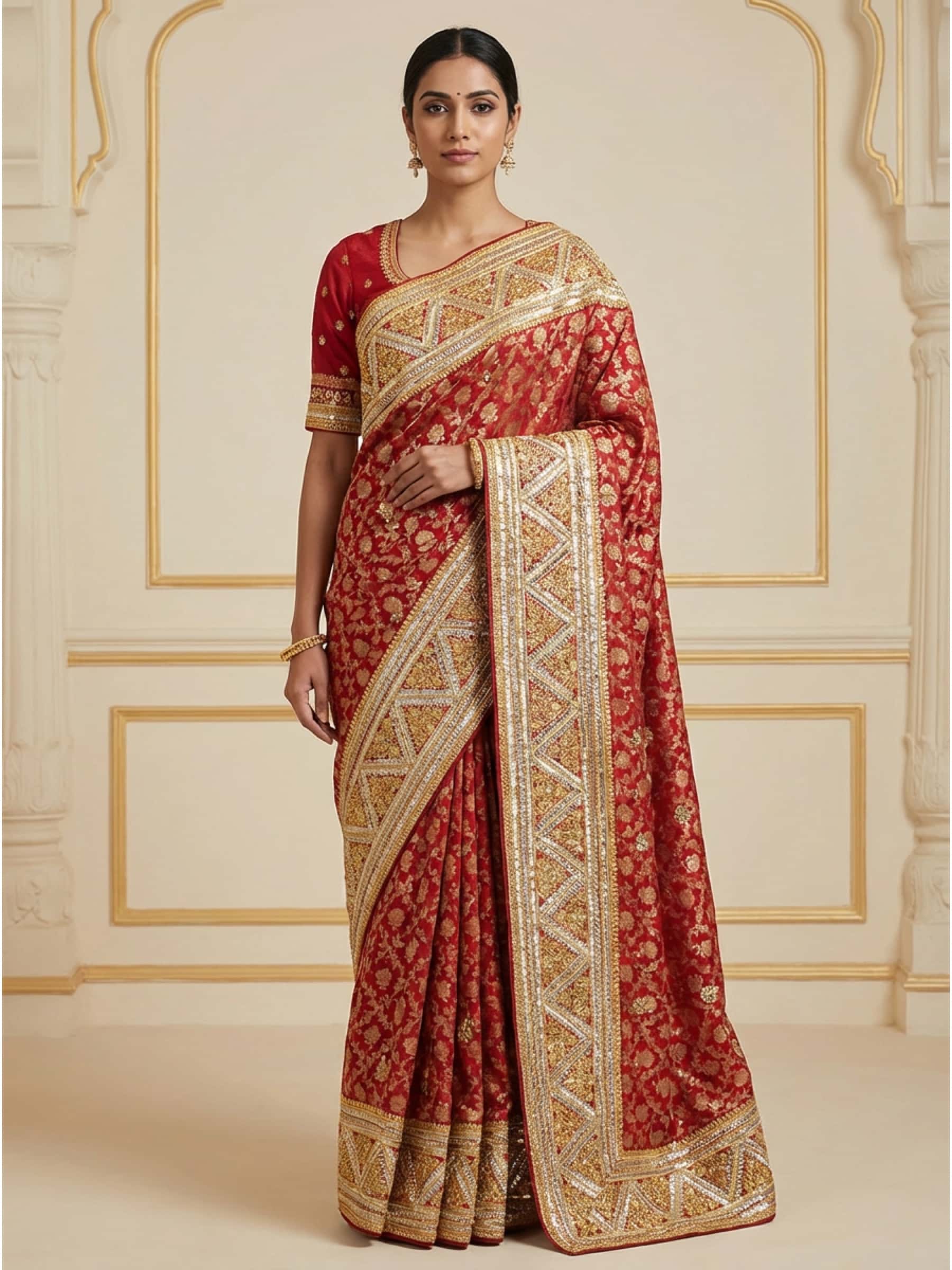 Traditional Style Gota Bale Saree in Rich Banarasi