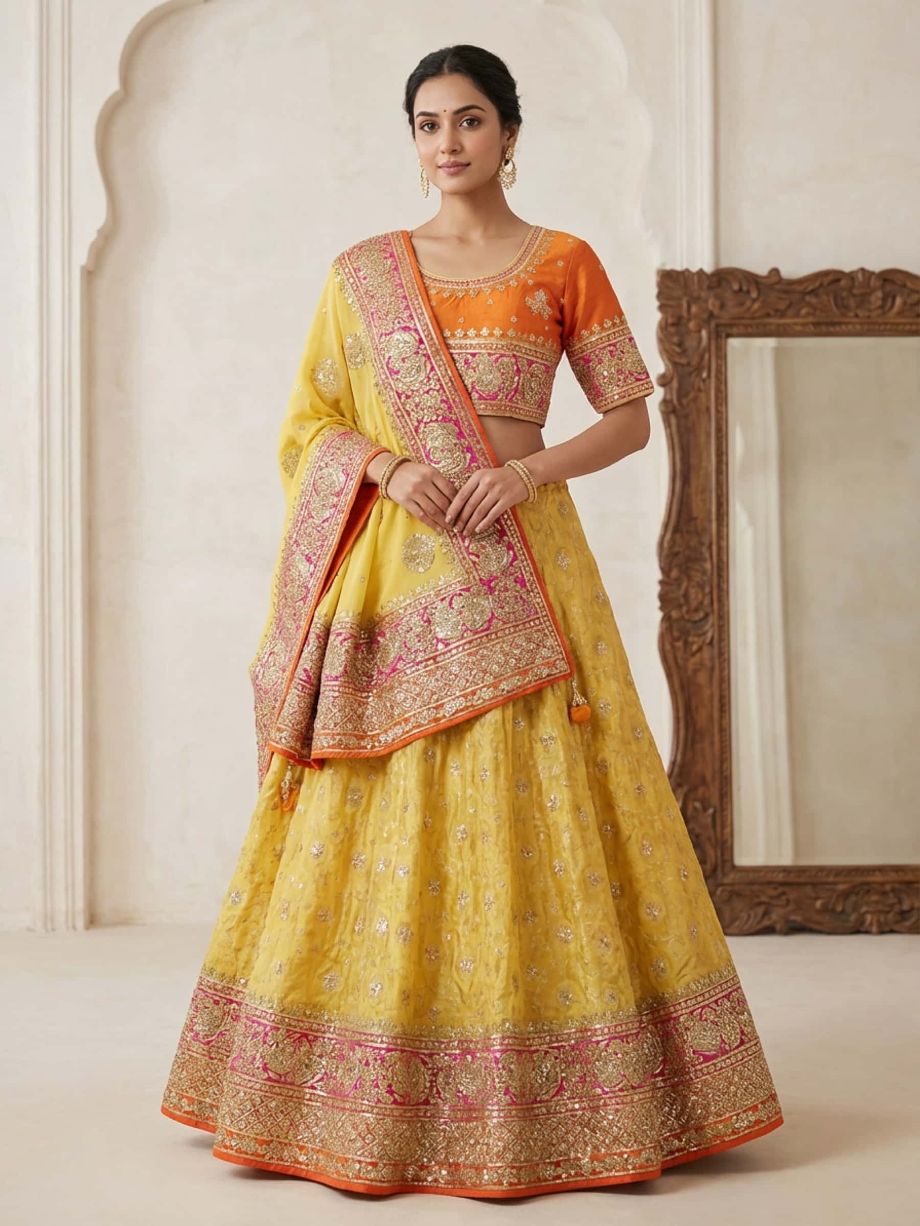 Yellow Banarsi Rich Designer Lehenga Set - Image 1