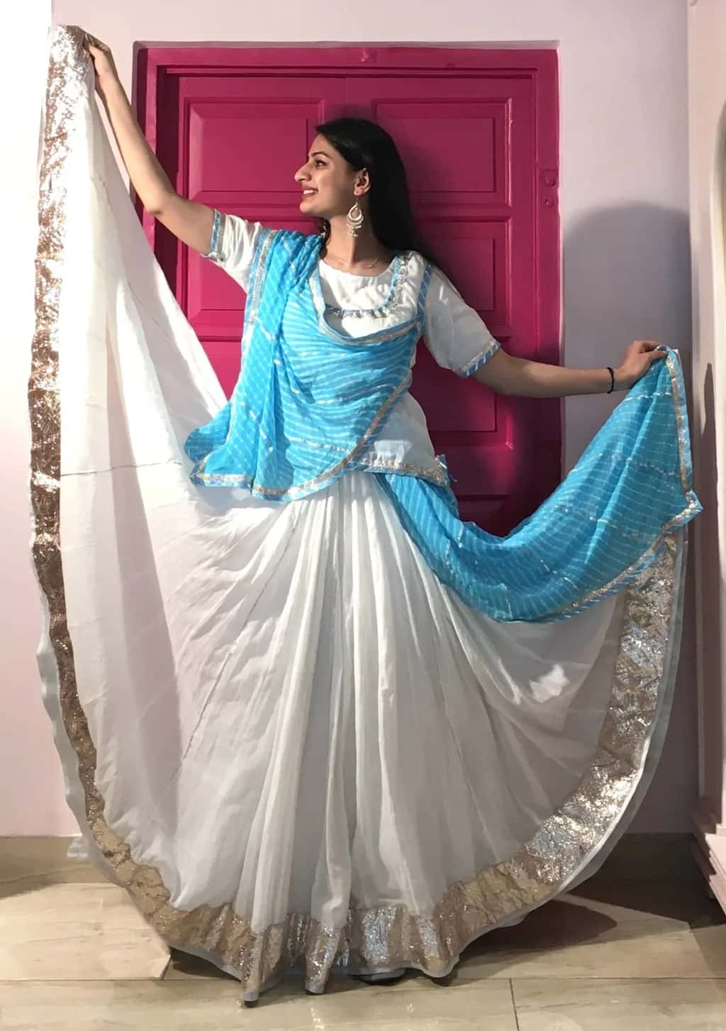 Blue and White Rajputi Dress for Women - Size 34 Blue and White Rajputi Dress for Women - Size 34