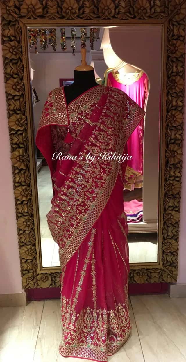 Exclusive Handmade Wedding Organza Saree