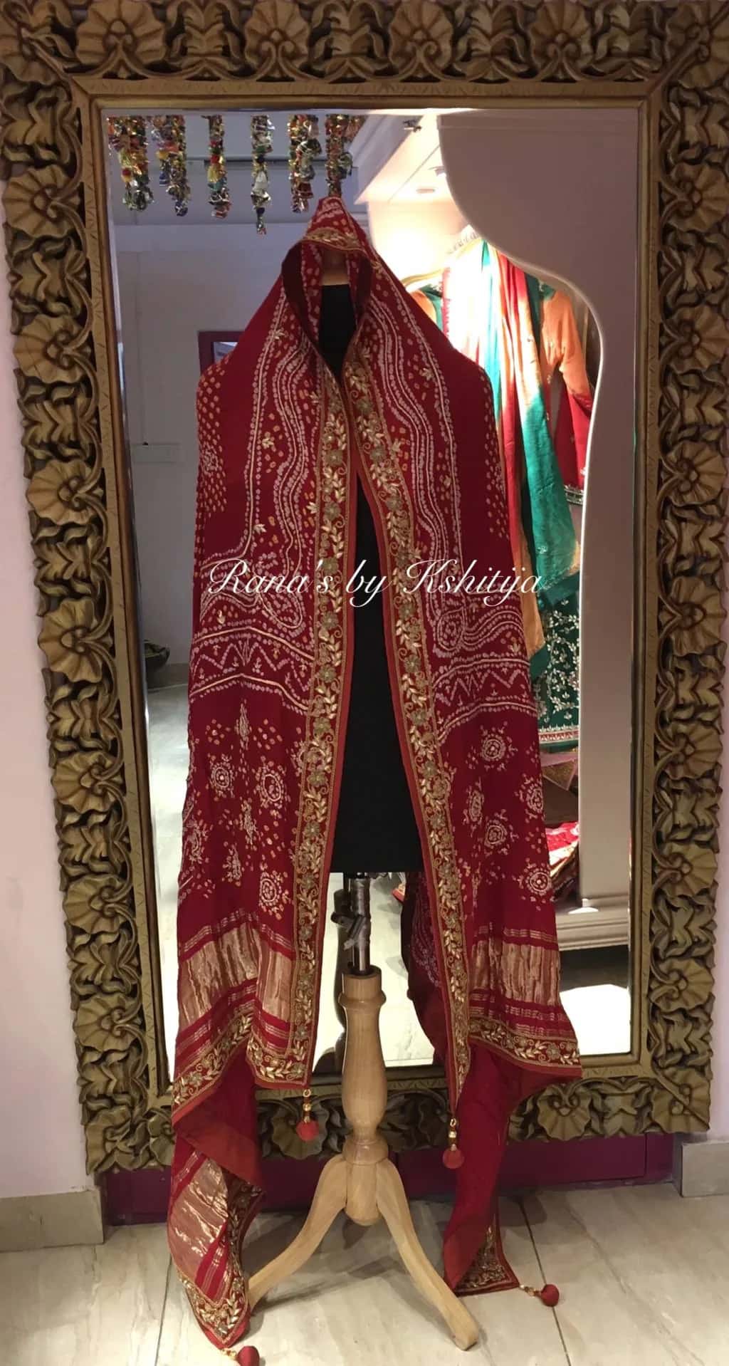 Pure Gajji Silk Bandhani Zardozi Dupatta - Image 1