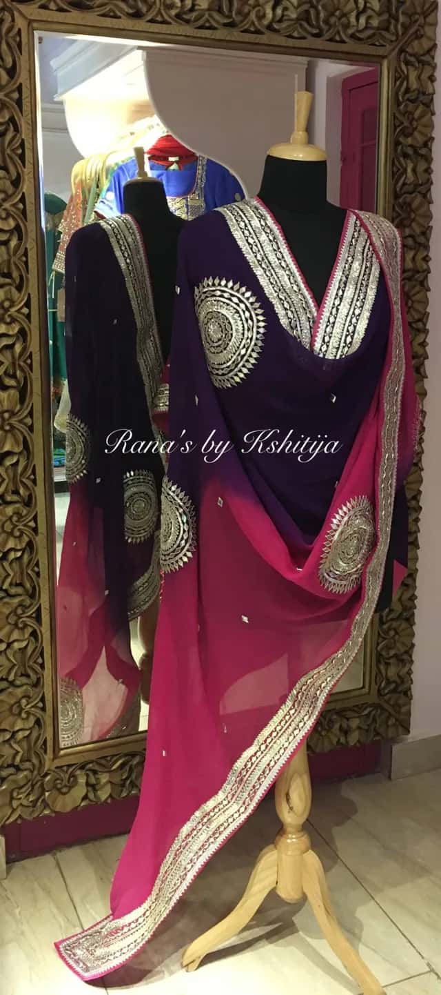 Pure Platinum Chiffon Dupatta in Bright Pink and Purple - Image 1