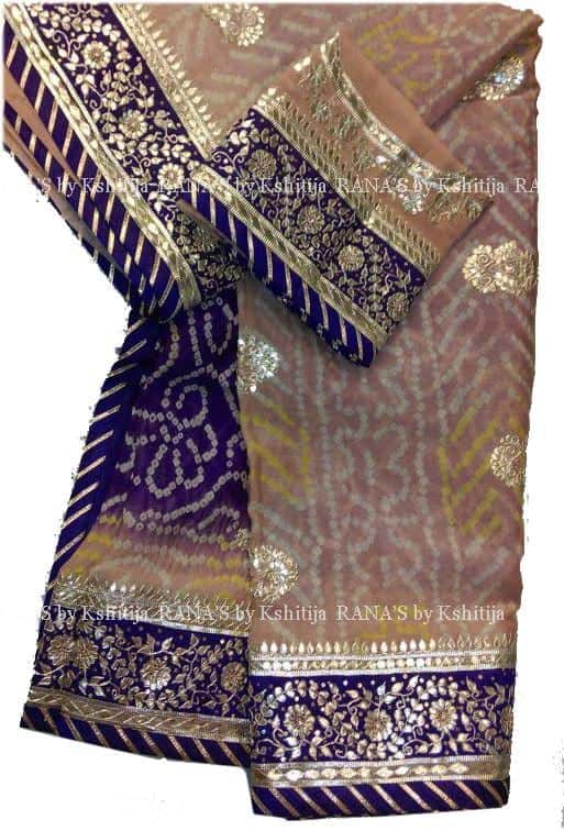 Purple Onion Pink Shaded Bandhej Saree - Image 1
