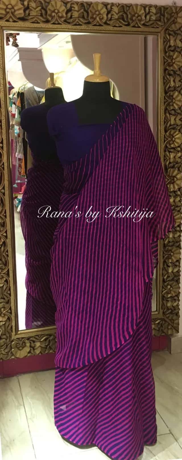 Purple Pink Leheriya Saree