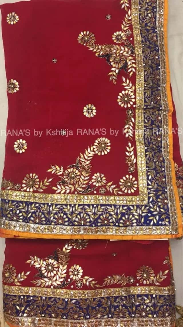 Radiant red pure georgette Saree - Image 1