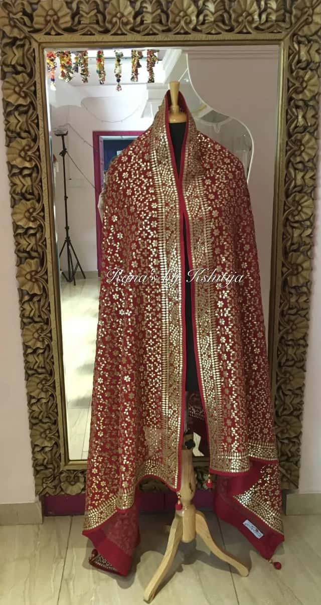 Red Handmade Gota Patti Jaal Dupatta