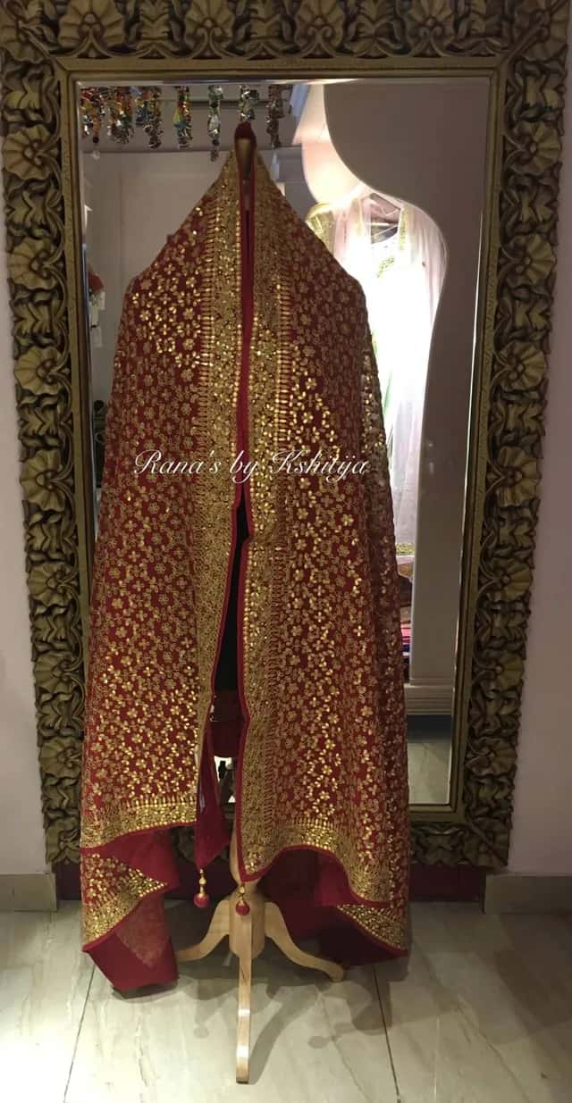 Red Rich Handmade Gota Patti Dupatta