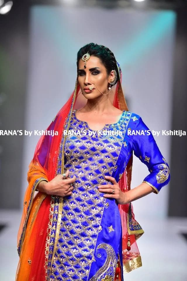 Royal Blue and Orange Kurta Skirt Style Dress - Size 34 Royal Blue and Orange Kurta Skirt Style Dress - Size 34