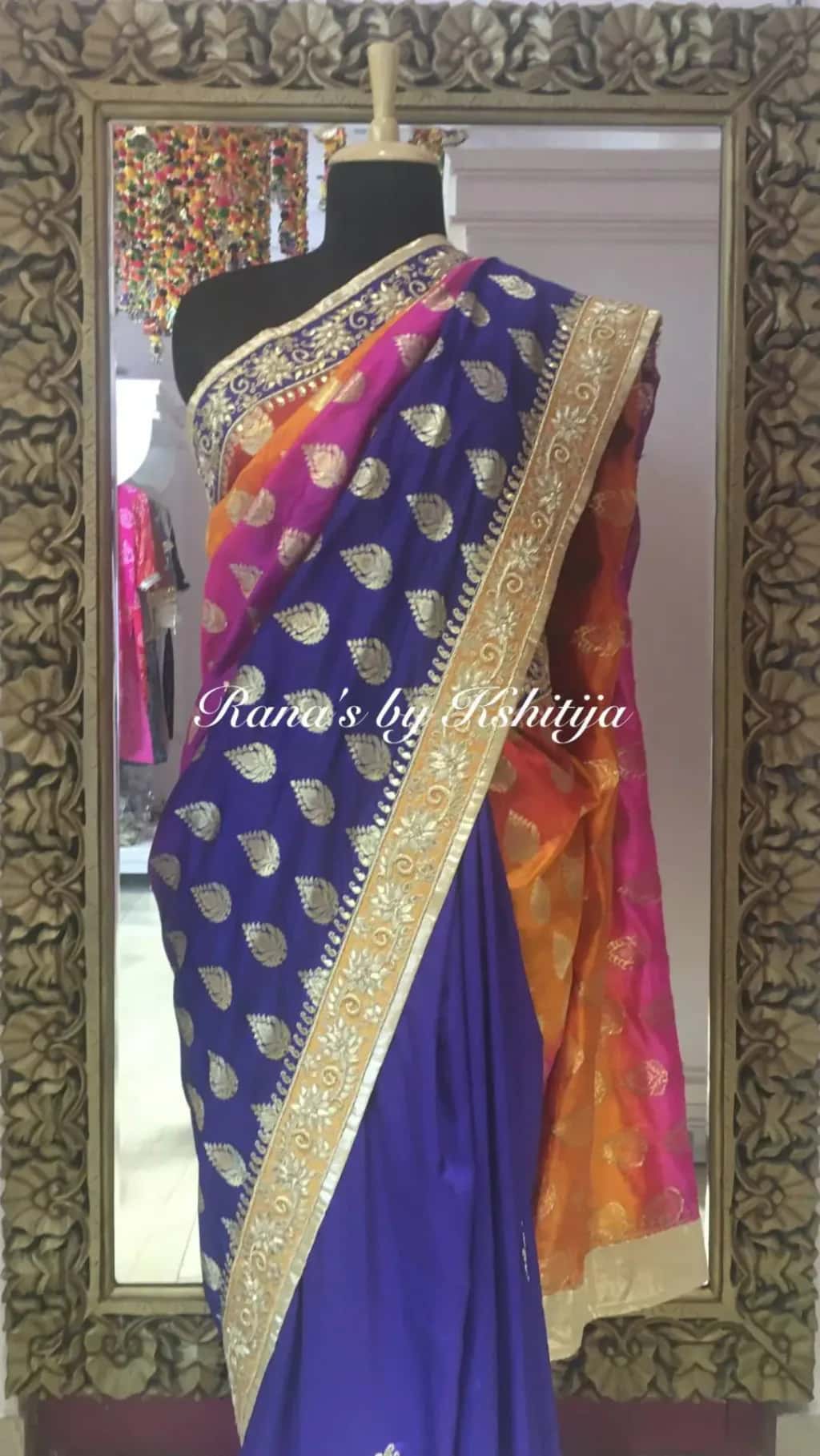 Vibrant Multicolored Half Half Style Designer Saree