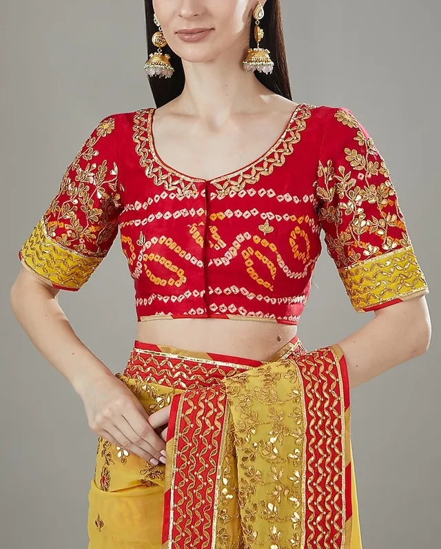 Designer Patli Pallu Handmade Saree in Red and Yellow thumbnail 5
